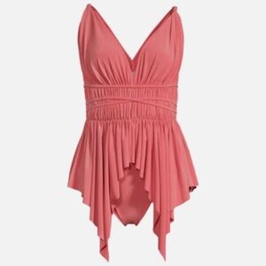 Norma Kamali Goddess Mini Swim Dress Papaya Size Small NWT